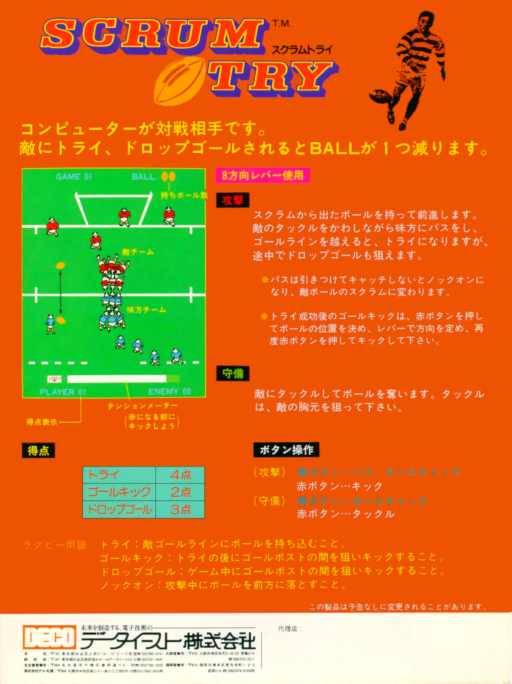 Scrum Try (DECO Cassette) (US) (set 2) Arcade Game Cover